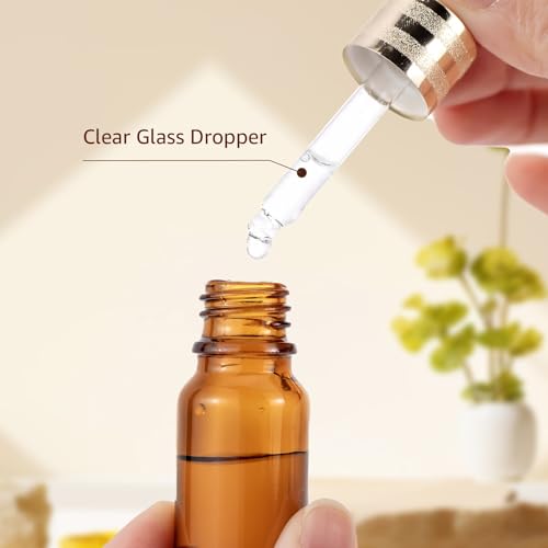 30 Pack 10ml Amber Glass Sample Dropper Bottles with Golden Caps - color: Amber, size: 10mL-30pcs