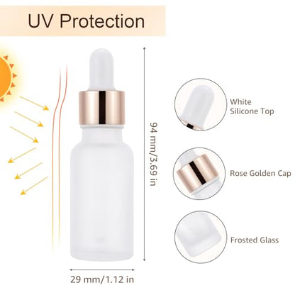 30 Pack 20ml Frosted Glass Sample Dropper Bottles, Rose Golden Caps - color: Frosted, size: 20mL-30pcs
