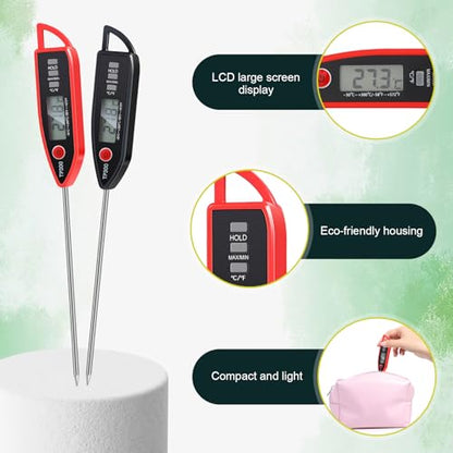 Copkim 6 Set Digital Food Thermometer Long Probe Instant,Black, Red - color: Black,Red