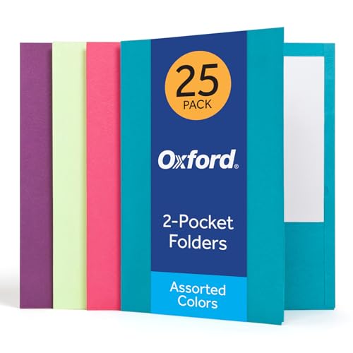 Oxford 2 Pocket Folders, 25 Pack, Bright Colors, School Value Pack