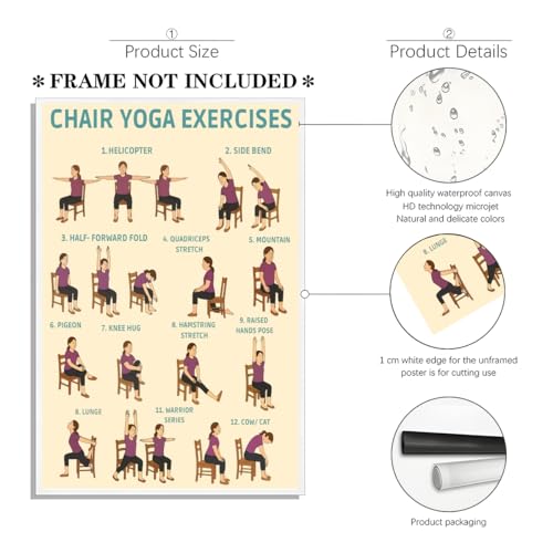 Balsuka Chair Yoga Exercises Poster Wellness Chart for Seniors Over 60 Senior Fitness Instruction Canvas Print Step-by-Step Seated Yoga Guide Wall Art for Home Gyms Office Decor 8x10inch Unframed - color: style-4 Unframed, size: 8"L x 10"W