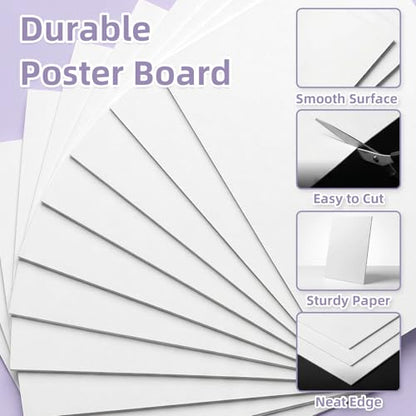 50 Pack 11x14 White Poster Boards, 250gsm Heavyweight Posterboard