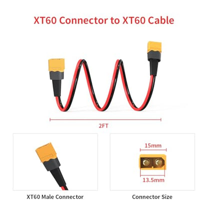 ELFCULB XT60 Male to Male Extension Cable 10AWG 2FT for Power Use - color: 10AWG XT60 Male to Male, size: 2FT