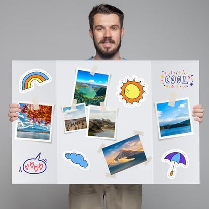 4 Pack Trifold Poster Board, 16x40 White Presentation Display Board - size: 16x40, style: 4 Pack