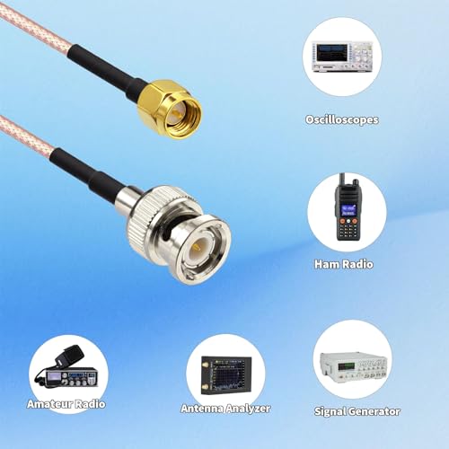 Superbat BNC Male to SMA Male Connectors 1ft RG316 Coaxial Cable 2-Pack