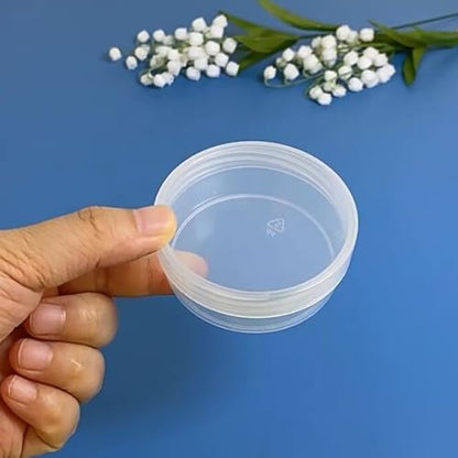 12 Pack 1.69 oz Clear Storage Box Round Organizer (2.64 x 1.02 inch) with Lid for Earplugs Tiny Bead Dices and Other Craft Accessories - size: 50 ml (2.64" x 1.02")