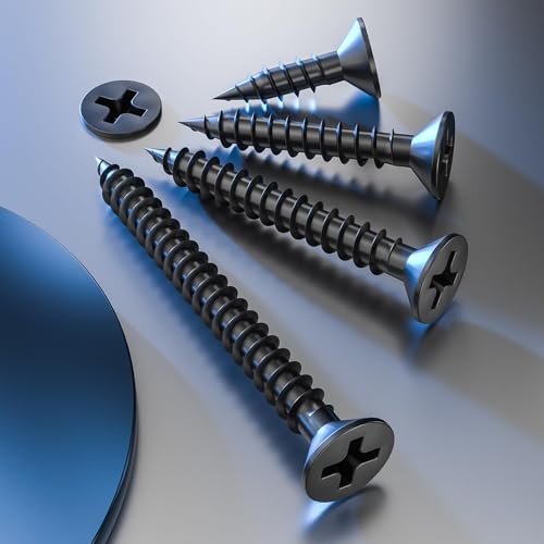 Wensilon # 8X2 (125PCS) Flat Head Black Wood Screw 4X50, Quick Metal self Tapping Flat Head - color: Black, size: #8x2"