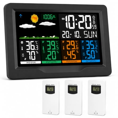 Wireless Weather Station with 3 Outdoor Sensors, 7.5" VA Full-Color Display