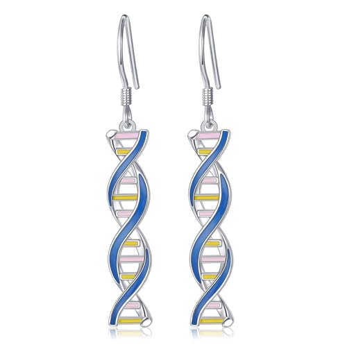 Sterling Silver DNA Double Helix Chemistry Science Biology Earrings