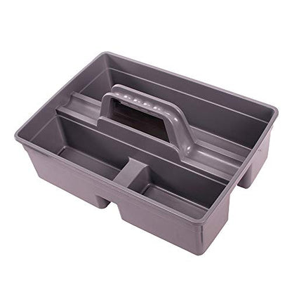Jiaan Plastic Storage Tray Tote- Versatile Multiuse Caddy with Attached Portable Handle to Organize and Carry Tools 14.9 * 10.8 * 4.5 inch High Capacity (Gray)