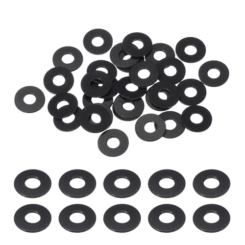uxcell 30 Pcs M4 PVC Flat Washers 4mm ID 10mm OD 0.8mm Thick Plain Washer Grommets Plastic Sheet Gasket Fastener Sealing Spacer Gasket Ring Water Hose Washers, Clear Black - size: 4mm x 10mm x 0.8mm