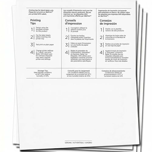 Chemical Safety Labels for Laser Printers, 3.5 x 5 Inch, 200 Pack