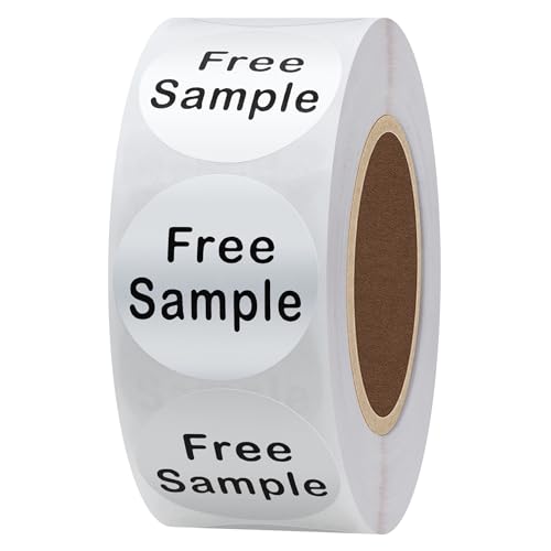 Hybsk Free Sample Stickers 1 Inch Round Retail Store Sale Displays Adhesive Labels for Inventory Control Total 500 Per Roll (Silver) - color: Silver