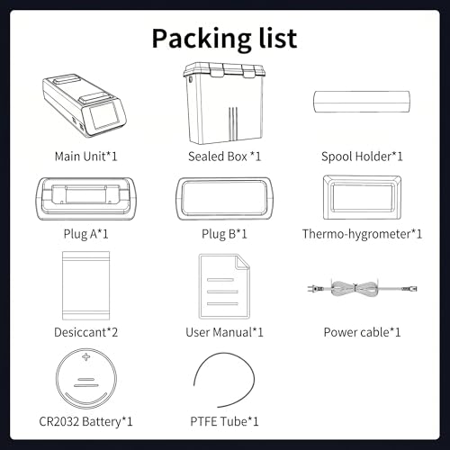 D1 3D Printer Filament Dryer Box, Modular 1+N Filament Storage, 150W PTC Heater Up to 90°C, Active Dehumidification Dehydrator with 2.8" Touchscreen, Compatible with PLA PETG ABS TPU PC PA - size: D1 (Dock + Storage Box)