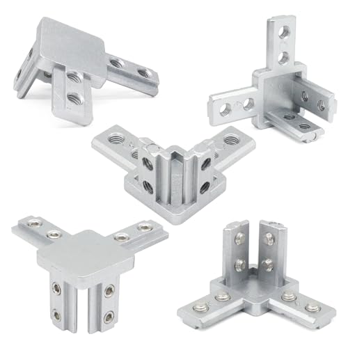 8Pcs 10 Series Aluminum Extrusion Profile Tri Bracket 3-Way End Corner Right Angle 1" x 1" 1 Inch Connector with Screws for 1010 Extruded Aluminium Esquina Profil - style: 8 sets 3 way bracket with m5
