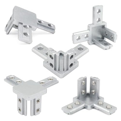 8Pcs 10 Series Aluminum Extrusion Profile Tri Bracket 3-Way End Corner Right Angle 1" x 1" 1 Inch Connector with Screws for 1010 Extruded Aluminium Esquina Profil - style: 8 sets 3 way bracket with m5