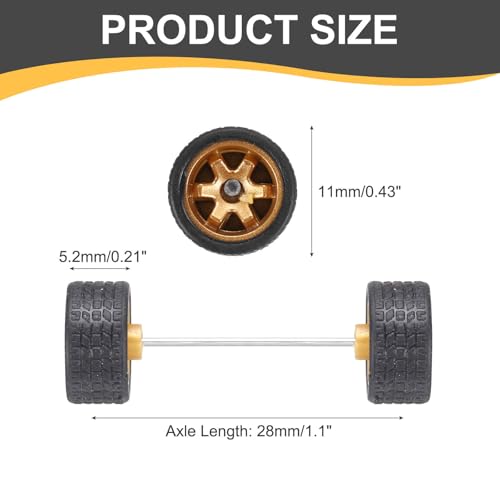 MECCANIXITY 4 Set 1/64 Wheels and Tires Set, Real Riders Rims Includes Axles for RC Diecast Car DIY Model, Gold Rims - color: Gold Rims