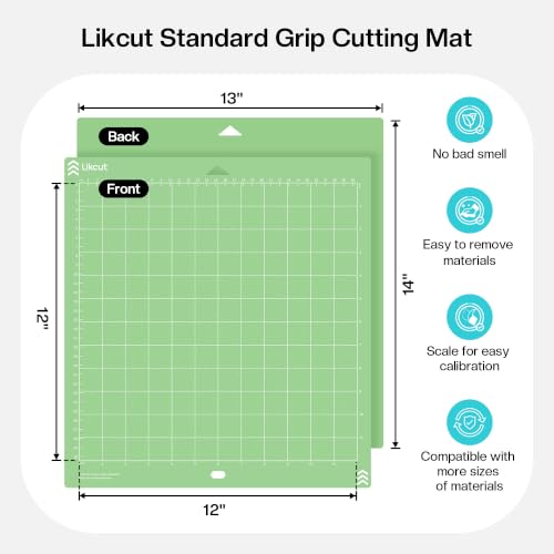 Likcut Cutting Mat 12"x12" for S31 Vinyl Cutter Machine - Standard Adhesive Mat Compatible with Cricut Maker, 3 Pack - color: Green, size: 12"L x 12"W Standard Adhesive