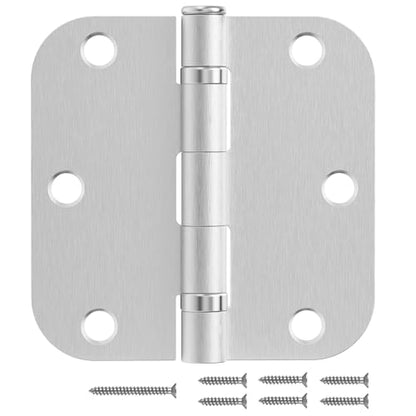 Brushed Nickel Door Hinges 3.5 Inch 5/8" Radius No-Squeak 18 Pack - color: Satin Nickel Ball Bearing, size: 18 Pack