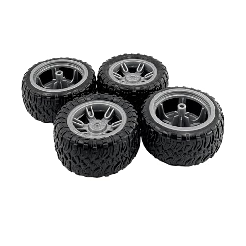 4PCS Toy Car Wheel 60mm Toy Car Rubber Tire Wheels with Shaft Round Rod Axles for RC Car Truck Robot DIY Model Toy Parts