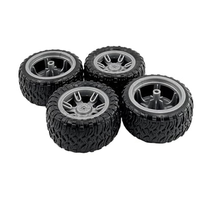 4PCS Toy Car Wheel 60mm Toy Car Rubber Tire Wheels with Shaft Round Rod Axles for RC Car Truck Robot DIY Model Toy Parts
