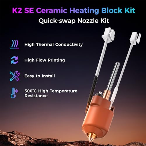 Creality Official K2 SE Ceramic Heating Block Hotend Kit, with Unicorn Quick Swap Nozzle, 300°C High Temperature Resistant and 600mm/s High-Speed Printing Hotend for 3D Printer Creality K2 SE Combo - style: K2 SE