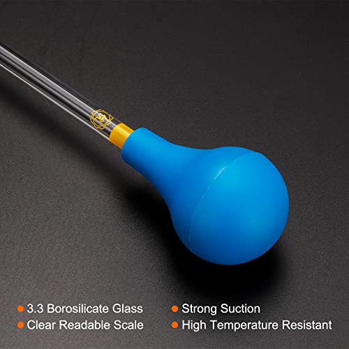 PATIKIL Graduated Dropper Pipettes Kit, 2pcs 1ml Borosilicate Glass Pipette with Rubber Cap for Transfer Liquid for Lab, Chemistry, Clear - size: 1ml