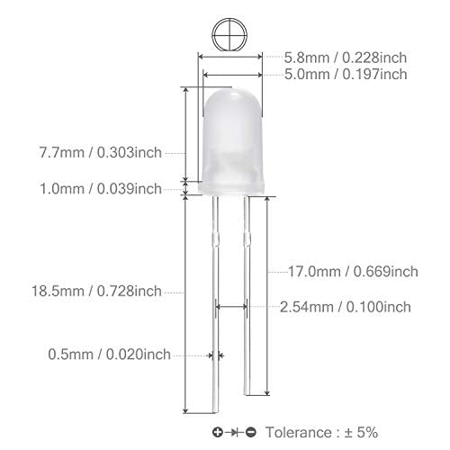 CHANZON 100 pcs 5mm Red Diffused LED Diode Lights(DC 3V 20mA) - color: C) White-red (100pcs)