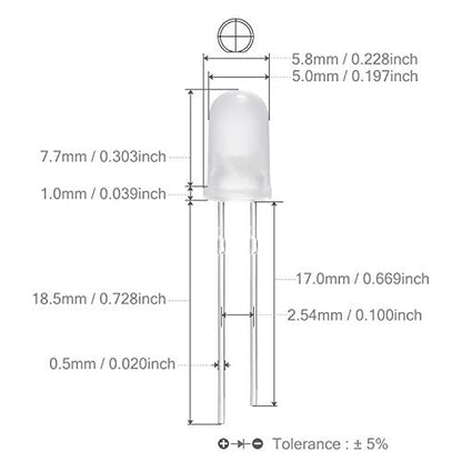 CHANZON 100 pcs 5mm Green Diffused LED Diode Lights(DC 3V 20mA) - color: D) White-green (100pcs)