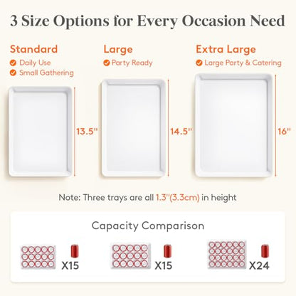 Lifewit 4 Pcs Serving Tray for Party, Reusable Plastic Food Serving Platter - size: Standard (14" x 10")