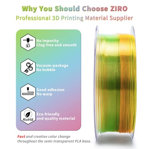 ZIRO Fast Color Change PLA, Transluent Filament 1.75mm, Crystal Sunshine - color: Cyrstal Sunshine