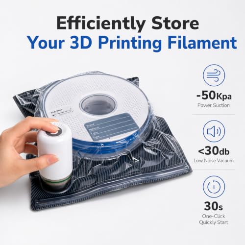 25-Pack 3D Printer Filament Storage Bags Kit with USB Vacuum Pump