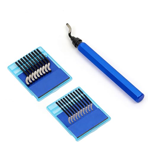360° Deburring Tool 20pcs M2 HSS 2-Type Blades CNC Handle for 3D Print