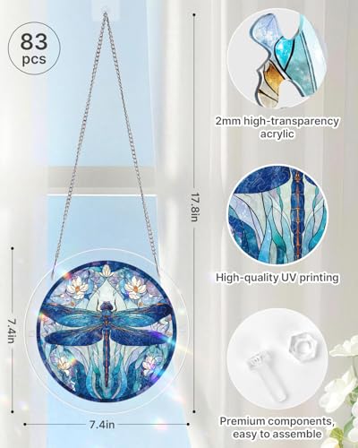 KaayeeWood Acrylic Suncatcher Puzzle, Moonlit Dragonfly-8.2 in - color: Moonlit Dragonfly, size: 8.2 in