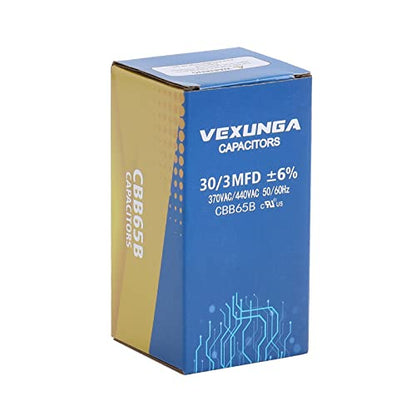 VEXUNGA 30/3 uF 30+3 MFD 370VAC or 440VAC Dual Run Start Round A/C Capacitor CBB65 CBB65B Air Conditioner Capacitors for AC Unit Fan Motor Start or Heat Pump or Condenser Straight Cool - style: [V06] 30+3 uF Round