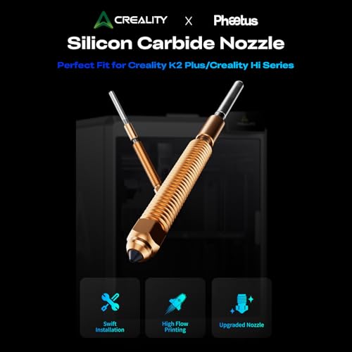 Creality K2 Plus Silicon Carbide Nozzle 0.4mm, High Wear Resistance & High Flow Nozzle for K2/K2 Pro/K2 Plus/Creality Hi 3D Printers, Swift Installation - size: Silicon Carbide 0.4mm, style: K2/K2 Pro/K2 Plus/Hi