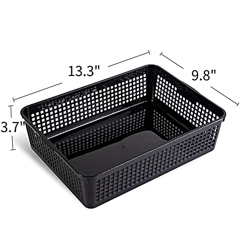 Eslite A4 Size Plastic Storage Basket,Desktop File Paper Letter Organizer Tray, 6-Packs (Black) - color: Black