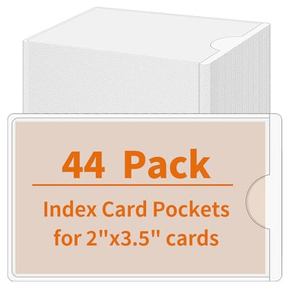 Storage Bin Labels, 2×3.5 in Index Card Holder, Clear Adhesive Pockets - size: 2x3.5 in