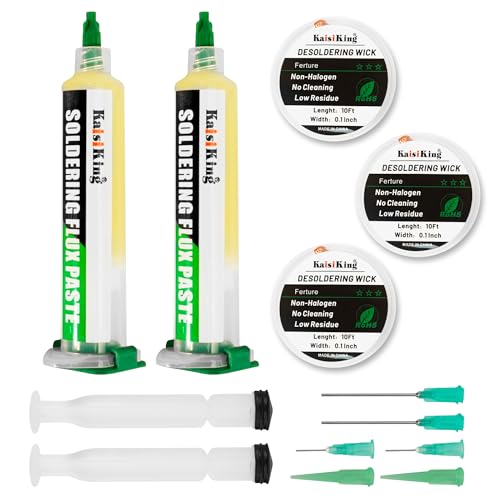 Kaisiking Soldering Flux Paste (10cc) & Desoldering Wick Kit - size: 2+3kit