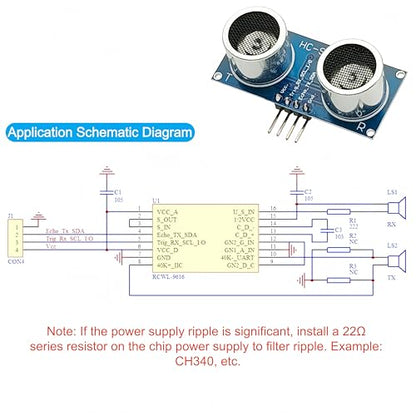 6PCS HC-SR04P Ultrasonic Module Distance Measure Sensor Wide Voltage 3-5.5V 2cm–450cm Range Compatible with Arduino