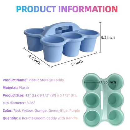 6 Pack Plastic Classroom Caddy Organizer with Handle, 6 Compartment, Boho - color: Boho