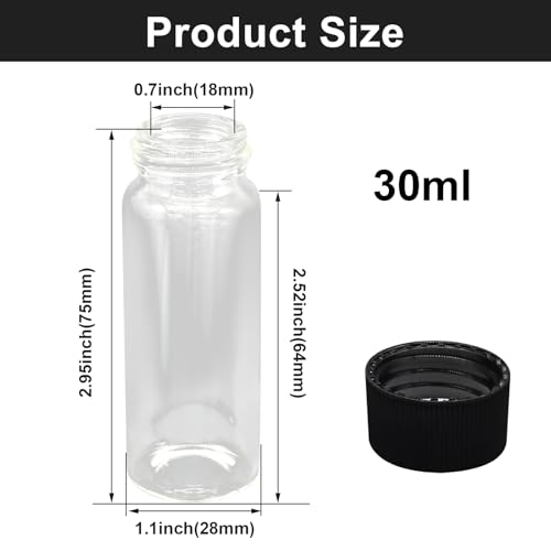 30ml Small Liquid Sample Vial, 12 Pcs Clear Glass Vials - size: 30ml