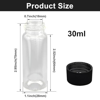 30ml Small Liquid Sample Vial, 12 Pcs Clear Glass Vials - size: 30ml