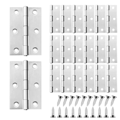 20 PCS 2.5 inch Door Thick Butt Hinges, High-end Stainless Steel Cabinet Hinges with Screws, Silver - color: Silver, size: 2.5IN-20PCS