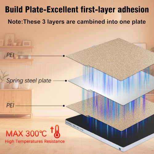 264 x276MM Kobra S1 Kobra X Kobra 4 Build Plate,Double Sided Textured Gold PEI for Anycubic Kobra S1/Kobra X/Kobra 4 Kobra S1 Spring Steel Sheet Platform Removable Heated Bed for Anycubic 3D Printer. - color: Double Side Textured PEI