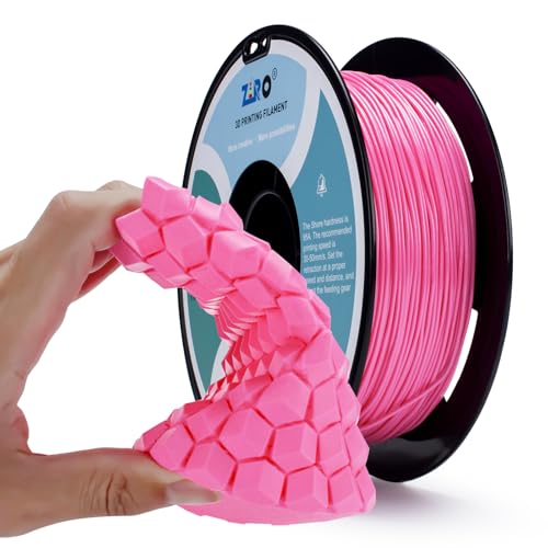 ZIRO 3D Printer Filament, Flexible TPU 1.75mm 0.8kg Spool, Shore 95A, Pink - color: Tpu-pink