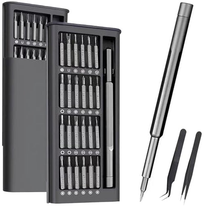 Precision Screwdriver Set, 27 in 1 Small Screwdriver Set Magnetic, Mini S2 Steel Bits with Tweezers, Magnetic Mini Repair Tool Kit for Laptop, Phone, PC, Glasses, Watch, Electronic