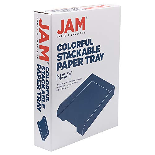 JAM PAPER Stackable Paper Trays - Navy Blue - Desktop Document, Letter, & File Organizer Tray - Sold Individually - color: Navy Blue, size: Pack of One (1) Tray