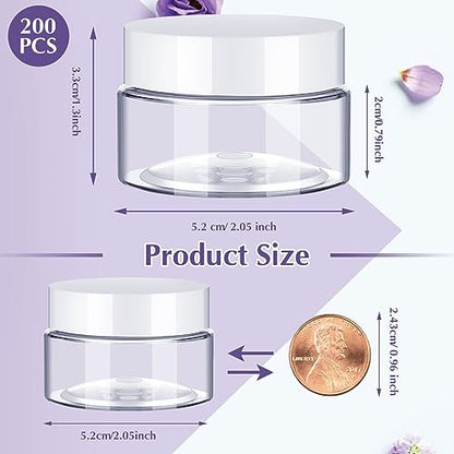 200 Pcs 1 oz Plastic Containers Jars with Lids, White - color: White, size: 1 oz