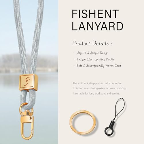 Fishent Lanyard, Cute Neck Lanyards for Keys ID Badges Holder, Keychain Key Teacher Lanyard with Safety Breakaway Buckle for Women Men, Light Gray - color: Light Gray